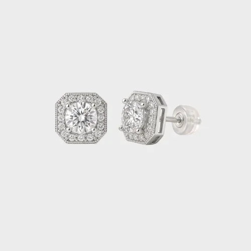 Moissanite Halo Earring