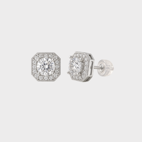 Moissanite Halo Earring