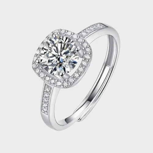Moissanite Square Halo Ring